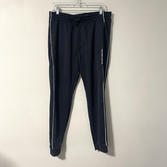 Abercrombie and Fitch Navy Blue White Side Stripe Joggers Sweatpants Men's L - Picture 1 of 12